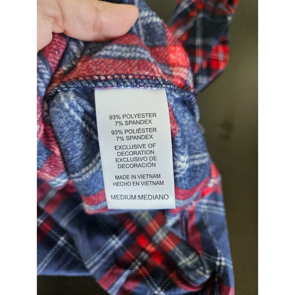 Nautica Pajama Set M Plaid Navy Red Stretch Sleepwear NWT Cozy Holiday‎
